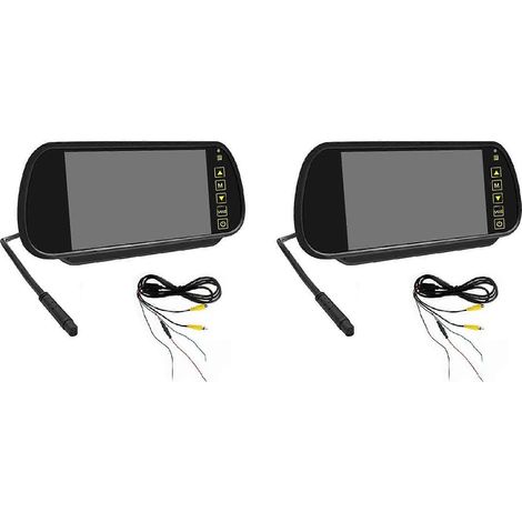 juegos de monitores LCD de 7 pulgadas para espejo retrovisor de coche con pantalla de estacionamiento, 2 entradas AV, asistente de visualización automática para cámara de visión trasera (1/5)