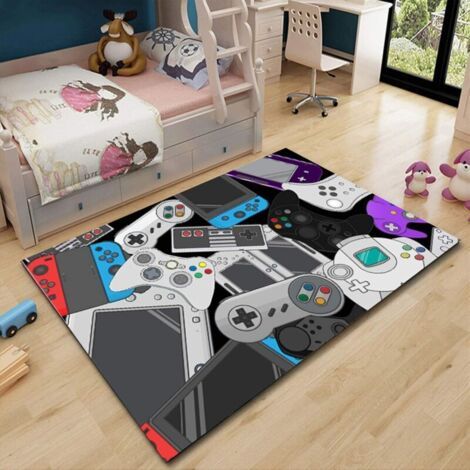 Tapis Gamer 3D avec Manette – 120x160 cm, Tapis Salon ou Chambre, Style Geek, Lavable et Antidérapant