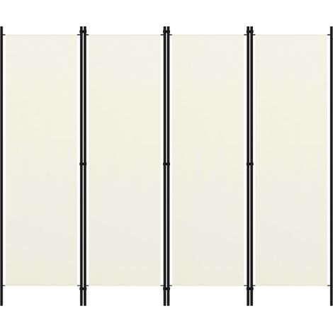 Cloison de séparation 4 panneaux, Paravent sur Pied, Séparation de pièce, Cloison mur écran Blanc crème 200x180 cm NAJO1659 (1/5)