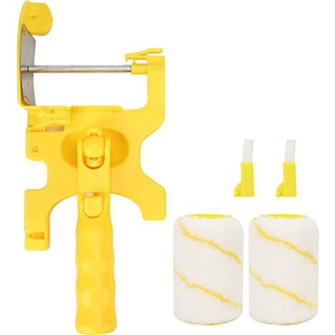 Kit Rouleau Peinture avec Brosse Coupe-Bordure, Outil de Peinture 4 Roues Poignée Pivotante pour Mur Plafond Séparation des Couleurs, Ensemble Complet avec 2 Rouleaux et 2 Brosses (1/5)