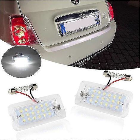 Zwei LED-Kennzeichenleuchten für Fiat 500/Abarth 500 (Modelle 2007-2016), mit CANBUS-Bus, xenonweißem Licht und zwei LEDs. (1/5)