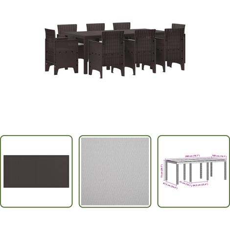 Garten Tisch - Garten Essgruppe 9 pcs Braun Polypropylen (1/5)