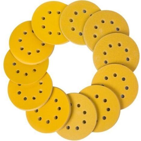 Lot de 100 disques abrasifs Ø 125 mm grain avec 8 Trous Ronds Crochet et boucle pour ponceuse excentrique 5inch(P320)..dyk. (1/4)