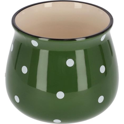 KOTARBAU Pot de fleurs en céramique avec pois blancs 125 mm Vert (1/5)