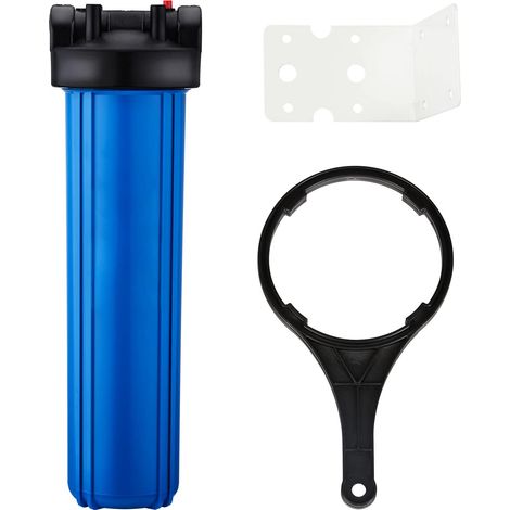 Boîtier de filtre à eau pour toute la maison 20 pouces Sortie/entrée 1 pouce avec clé et support-4,5"x 20"-bleue (1) (1/5)