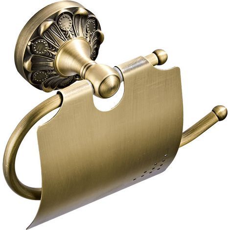 Vintage wall-mounted brass paper towel holder for kitchen and bathroom, brushed bronze color (1/5)