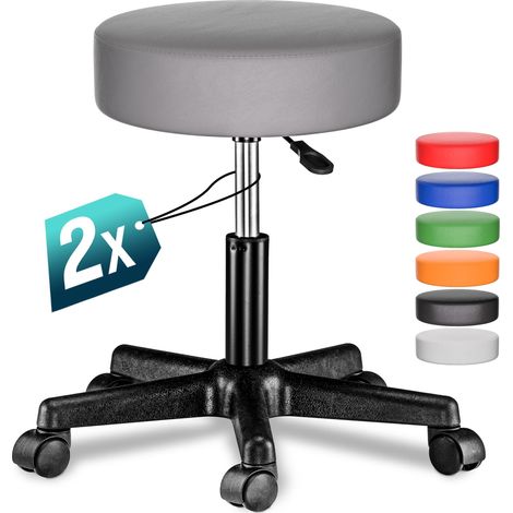 Tabouret Siège Réglable en hauteur Pivotable 360° Plusieurs couleurs au choix  Set de 2 Gris