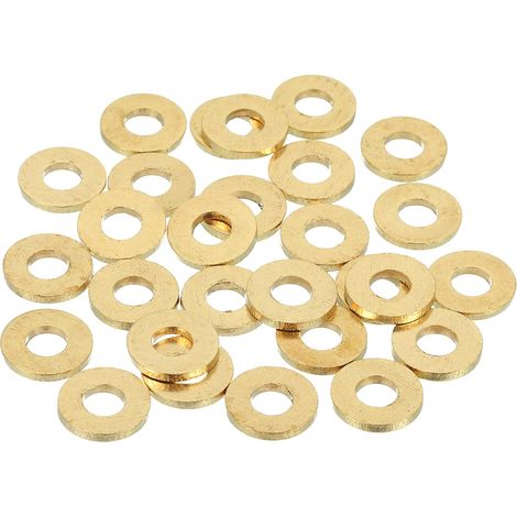 28Pcs Rondelles Métal Plates Laiton, Kit Rondelles Cuivre M5 Rondelles Écrasables Assortiment, 5mm Alésage, 12mm OD, 1.5mm Épaisseur Pour Boulons Vis Réparation Mécanique (1/5)
