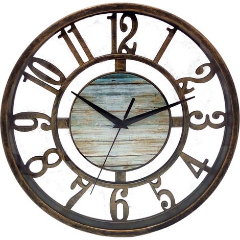Kunststoff Wanduhr 27,5cm Bronze Küchenuhr Wohnzimmer Holzoptik Retro Antik
