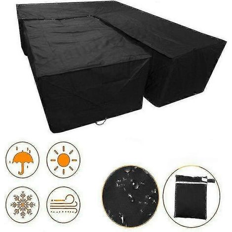 Housse de canapé d'angle étanche en forme de L, protection extérieure pour canapé, bâche anti-pluie, dimensions 222x286x82 cm (1/4)