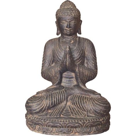 Statue bouddha assis salutation 45 cm - Gris anthracite 45 cm (1/2)