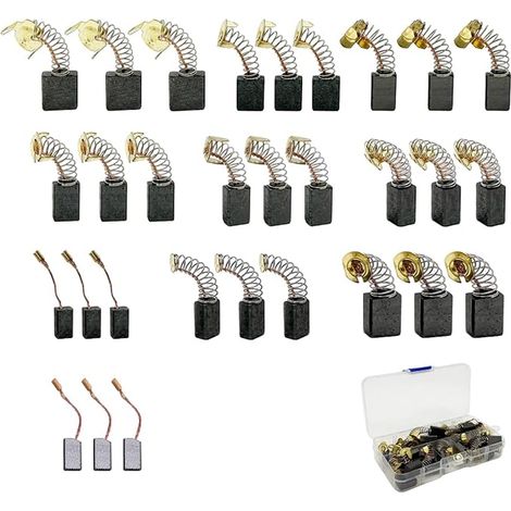 Set de Balais de Charbon pour Moteurs Électriques, Tailles Différentes, Compatible avec Perceuses, Meuleuses, Scies Circulaires - Accessoires Universels pour Outils Électriques (1/5)