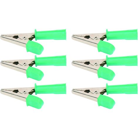 Lot de 10 pinces crocodiles isolées en laiton avec douille de 4 mm, ouverture de 10 mm, 20 A, J.60046, vertes (1/5)