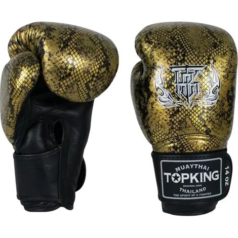 Gants de boxe thaï Top King Super Star Snake Muay Thai 10 oz Noir/Or (1/5)