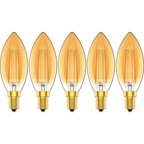 Ampoules Bougie à LED E14 4W, 30W Ampoule à incandescence équivalent, 2200K Blanc Chaud, 300LM, Cri80+, Petit Culot à Vis, Chandelier ampoules LED,Lot de 5 (1/4)