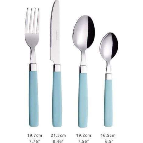 16 Couverts Inox Poignées Turquoise 4 Fourchettes Acier Inoxydable Table (1/5)