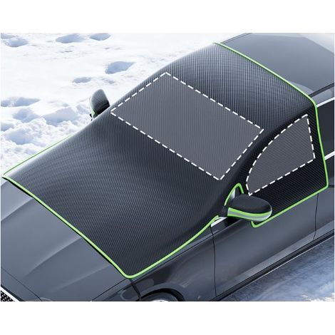 Funda para coche de tela Oxford, protección contra la nieve y las heladas en invierno, funda universal semicubierta con ribete verde, color negro, protección estacional contra la lluvia, el sol, el po (1/3)