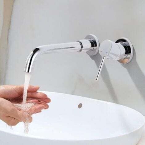 Waschtischarmatur Wandmontage 360° Drehbar Badezimmerarmatur für Badewanne und Waschbecken Waschtischarmatur Unterputz Wandmontage Modernes Design, Chrom