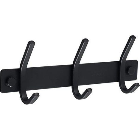 Patère murale à 3 crochets, porte-manteau et porte-serviettes pour salle de bain et cuisine, finition acier inoxydable noir mat (1/5)