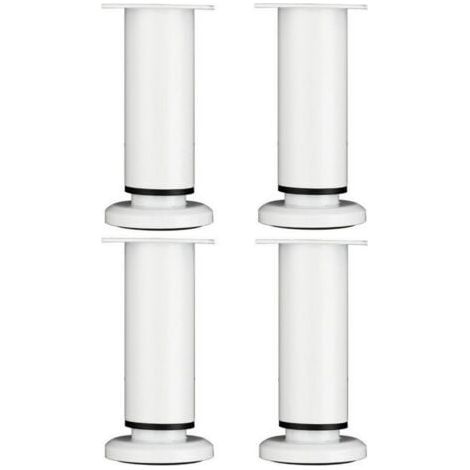 4 Pièces Pieds de Meubles Réglables 18cm Blanc Jambe de Table Rond en Métal pour Canapé Armoire Lit avec Vis (1/5)