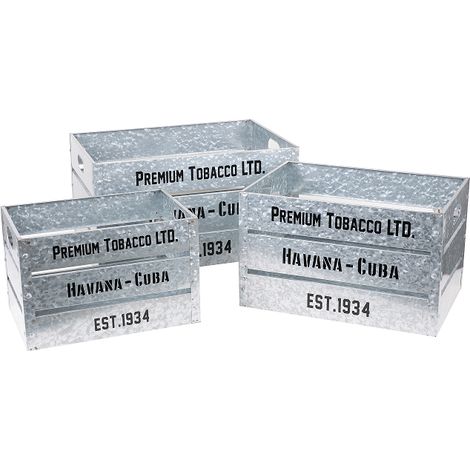 Lot de 3 caisses en métal "Loft & Metal" - Gris - L 51 x P 35 x H 28 cm - Livraison gratuite (1/2)