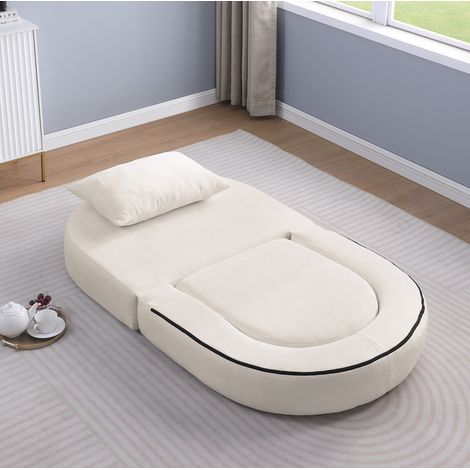 Poltrona letto pieghevole 101x90x41 cm beige con cuscino, rivestimento tessile, MEUBLIV (1/5)
