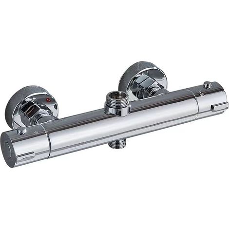 Miscelatore termostatico per colonna, rubinetto doccia in ottone, attacco alto G3/4 BSP + attacco basso G1/2" BSP (accessori inclusi).