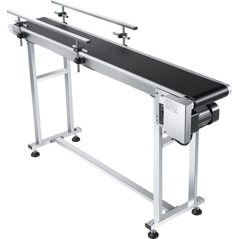 VEVOR Transportador de Correa Motorizado 1498,6x198,1 mm Transportador Acero Inoxidable Cinta Transportadora de PVC Antiestática Barandilla Doble para Aplicación de Codificación por Inyección de Tinta
