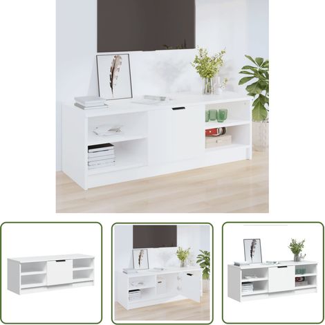 The Living Store Meuble TV Blanc 102x35,5x36,5 cm Bois d'ingénierie - Meubles Tv - Meuble Tv - Meuble Audiovisuel - Rangement Tv - Console Tv (1/5)