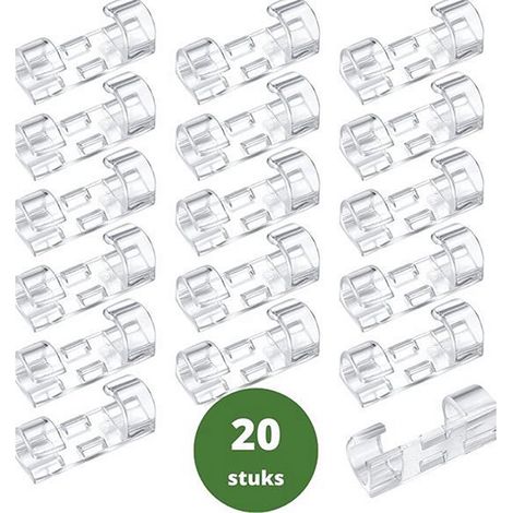 Lot de 20 clips de câble auto-adhésifs - Attache-câble - Transparents - Organiseur de câbles (1/5)
