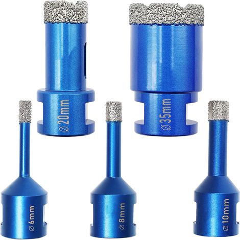 Diamantbohrer Fliesenbohrer Set -6 8 10 20 35mm Diamantbohrer für Porzellan Fliese Granit Marmor (1/4)