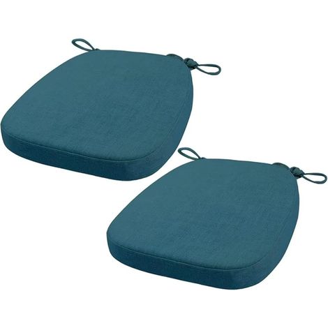 Coussin de Chaise avec Sangles Amovible, Lavable, Double antidérapant Haute élasticité40X38X33CM(3CM),Bleu foncé,2 pièces