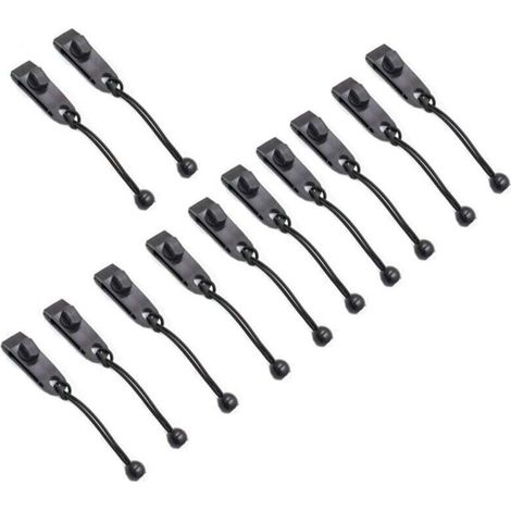 Set mit 12 Gummiseilen für Planen, Markisen, Wohnmobile, Wohnwagen, Autoabdeckungen, schwarz - Crezuo