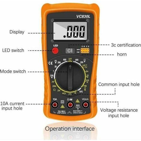 1 Multimètre Automatique,Écran LCD Rétroéclairé,Mesure AC/DC,Résistance,Capacité,Laboratoire et (1/4)