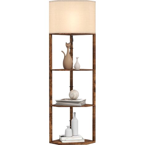 Corner Floor Light, with Shelves - Wood-Effect (1/5)