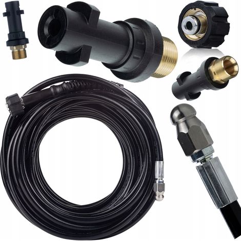 Rosfix Set Kanalreinigungsschlauch 30 m + Adapter – M22 Innengewinde, Bayonet-Anschluss  200 bar, 60 °C  Ersatzteil für Hochdruckreiniger Kärcher K2–K7  Rohrreinigungsschlauch