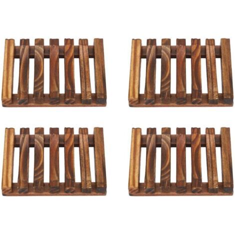 4 Pièces Support à Savon en Bambou, Drainage Optimal, Résistant à l'Eau, Égouttoir à Savon Écologique (1/5)