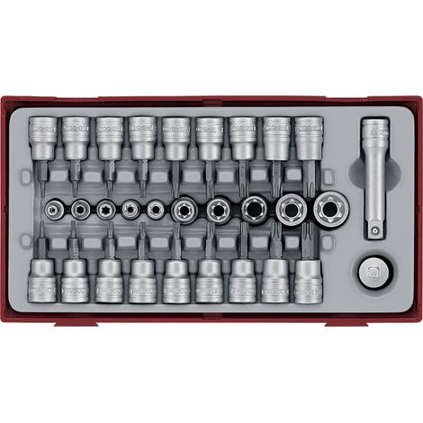 Jeu de douilles/embouts Tx- Tpx TT1 tray 1/4 3/8 TX- TPX 30 pièces Teng Tools TTTX30 (1/5)