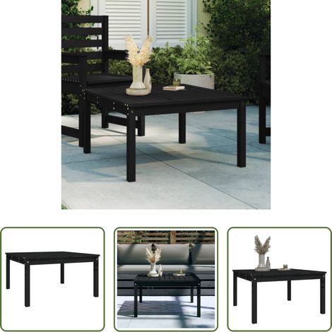 Bois de pin - Table de jardin noir 82,5x82,5x45 cm bois massif de pin (1/5)