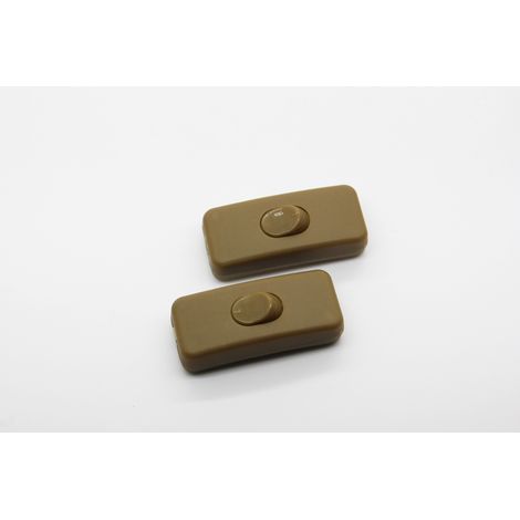 Lot de 2 interrupteurs électriques à bascule unipolaires ON-OFF 2A/250V - 27x60x15 mm - Interrupteur central - Bouton poussoir lumineux - Marron (1/3)