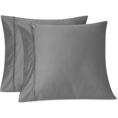 Taie d'oreiller Carré Deluxe, 100% Coton Satin 400 Fils, Extra-Doux, 65 x 65 cm, Gris Foncé (1/5)