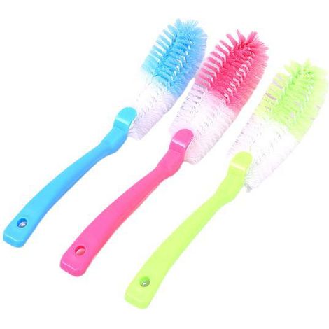 confezione di spazzolino per piatti con setole pulenti, spazzolino per bottiglie (rosa) (1/5)
