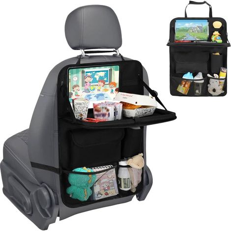 Organiseur de siège arrière de voiture avec plateau de table pliable, 1 organiseur de siège arrière de voiture pour enfants, résistant à la saleté, facile à nettoyer et à installer (1 pièce) (1/5)