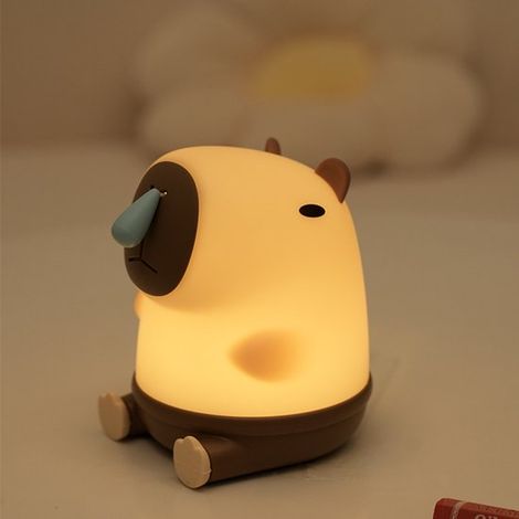 Luce notturna con motivo di capibara, interruttore a tirante, simpatico maialino, illuminazione d'atmosfera per la camera da letto. (1/4)