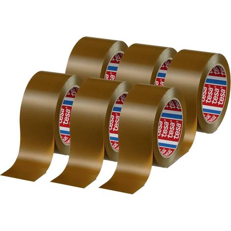 [NEUWERTIG] B-Ware Tesa Packband Paketband braun 4124 PVC 6 Rollen 66m x 50mm Naturkautschuk (1/2)
