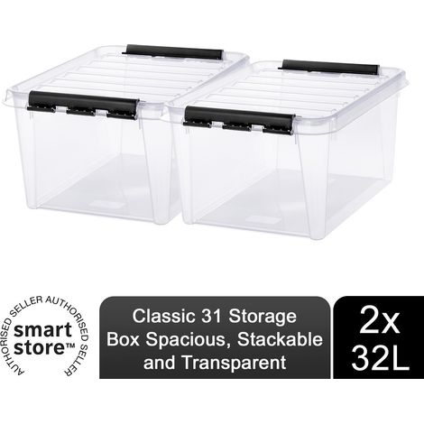 SmartStore Classic 31 Storage Box Spacious, Stackable and Transparent 32L, 2PK (1/6)