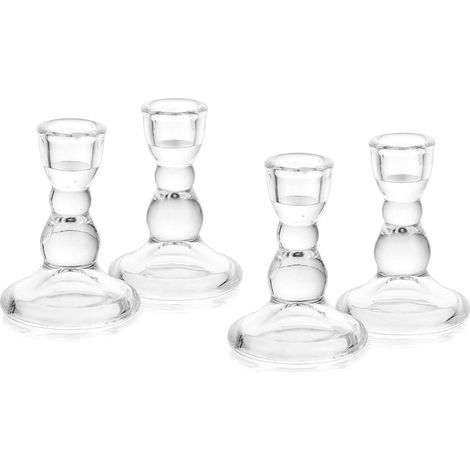 Kerzenhalter Glas Stabkerzen Weihnachten Advent Hochzeit Tischdeko 4 Stück (1/5)