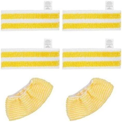 Lot 6 chiffons microfibre Easyfix - Compatible Karcher SC1 à SC5 - 4 lingettes + 2 bonnettes (1/4)