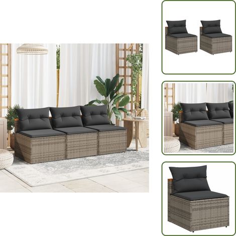 Canapés de jardin sans accoudoirs avec coussins 2 pcs gris - Canape De Jardin - Salon De Jardin - Mobilier De Jardin - Meubles Exterieur - Rotin Pe (1/5)