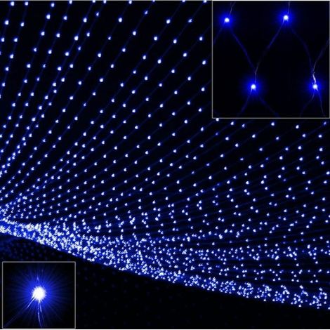 Guirlande lumineuse rideau LED bleu 200/400/600 LEDs, 8 modes d'éclairage, décor festif de Noël, illumination pour fêtes, filet lumineux 100 LED, ambiance scintillante (1/5)